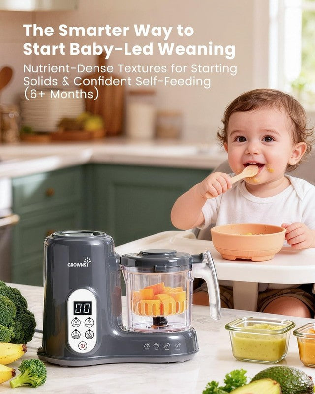 Baby Food Maker Steamer Blender Grinder One-Step Auto Cooking Dark Grey3