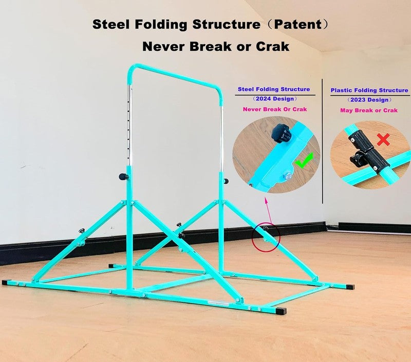 Foldable Kids Gymnastic Bar 3 12 Adjustable 9 Heights 200lb w/ Mat1