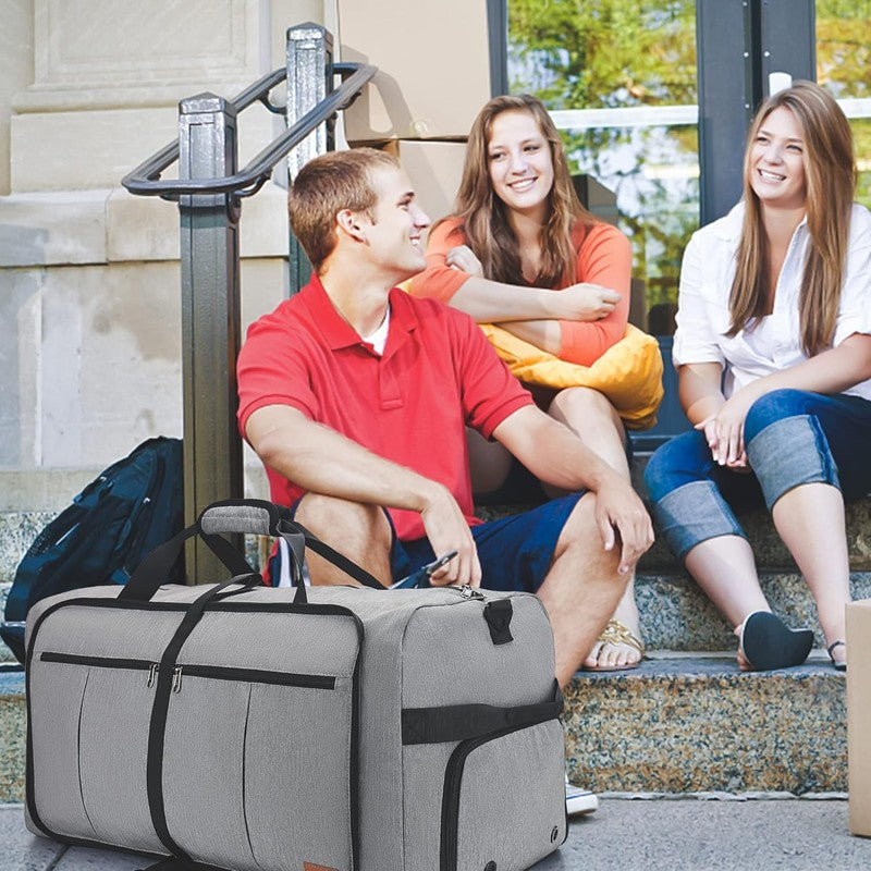 120L Large Travel Duffel Bag Foldable w/ Shoe Compartment Gray6
