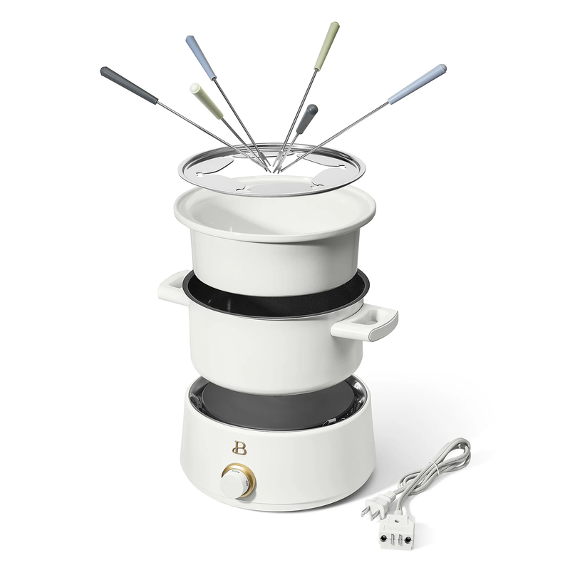 3 Qt Electric Fondue Set with Bonus 2 Qt Ceramic Pot, White Icing by Drew Barrym10