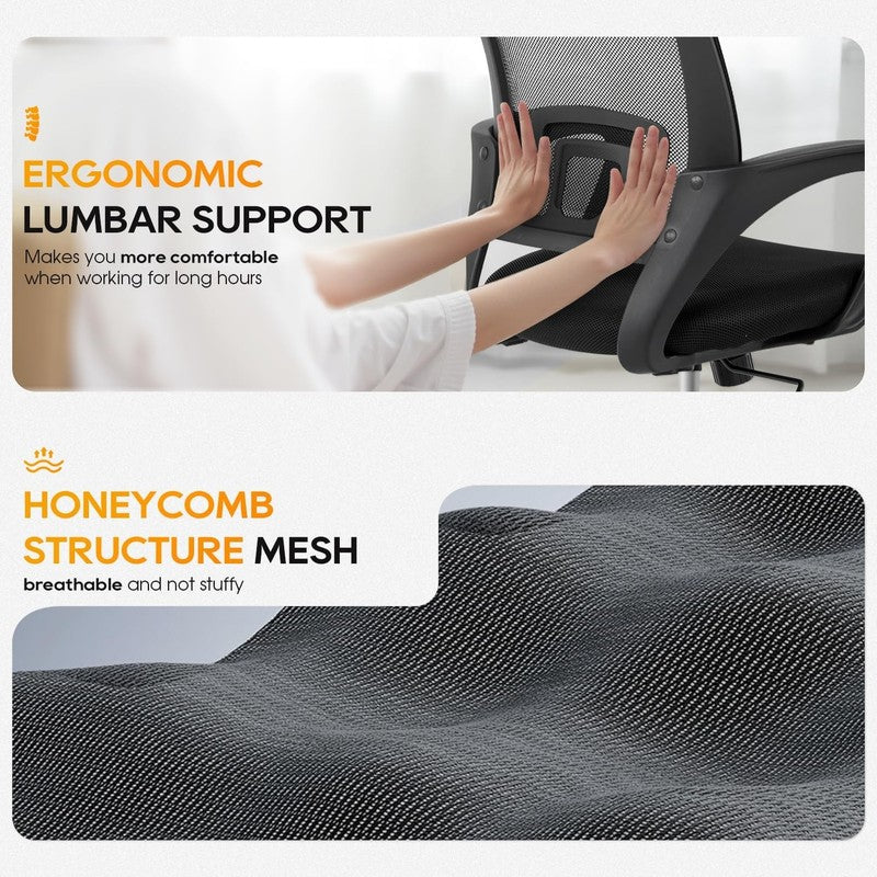 | Ergonomic Office Chair | Mid Back Swivel Desk Chair | Breathable Backrest & Lu4
