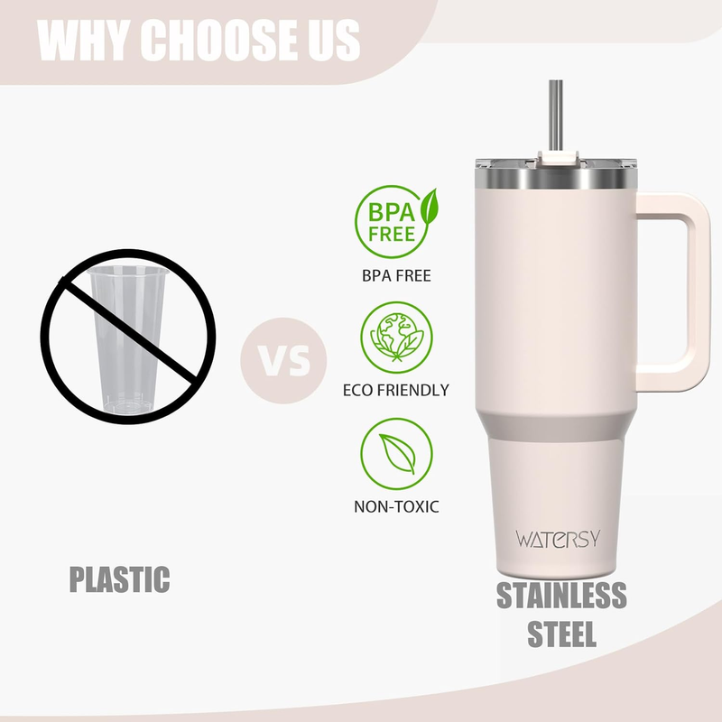 40oz Stainless Steel Tumbler w/ Handle Straw Lid Insulated Pale Sage8