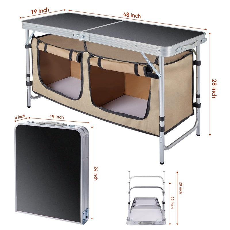 Portable Camping Table Set   Aluminum Kitchen Station W/ Storage, Adjustable Fee6