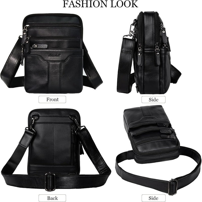 Leather Messenger Bag Men Small Sling Shoulder Crossbody Man Purse Pack4