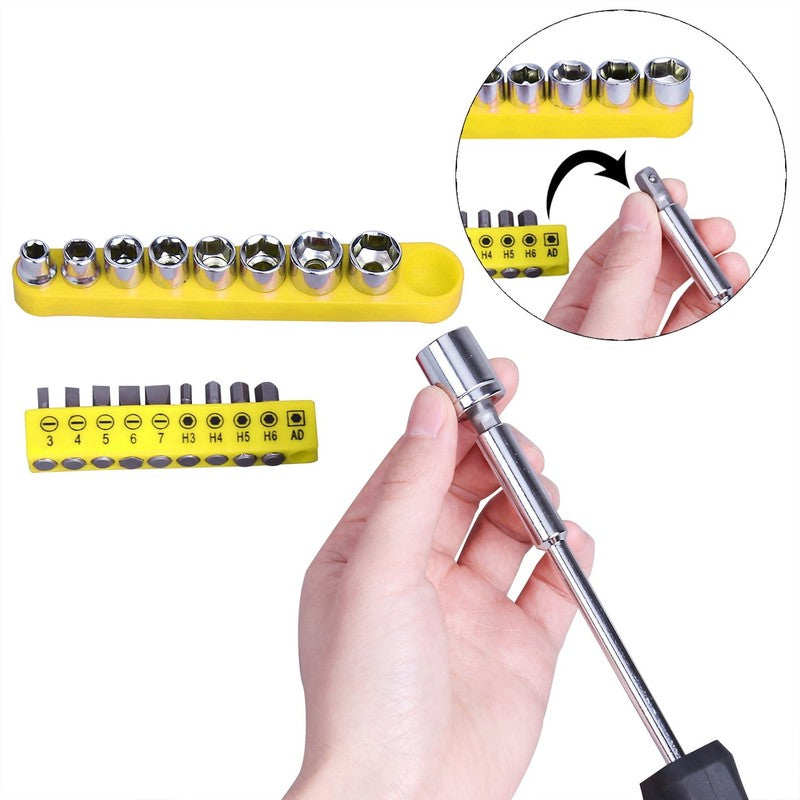 148-Pc Hand Tool Kit with Plastic Toolbox General & Automotive Set Yellow1