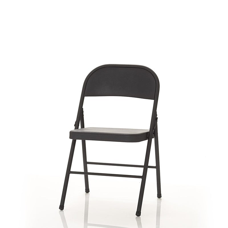 All Steel Metal Folding Chair, Double Braced, Black (Set of 4)6