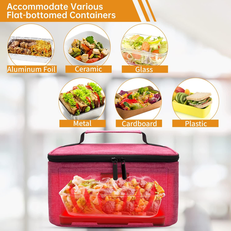 Portable Electric Lunch Box Food Warmer 12V/24V/110V Car Oven Pink4