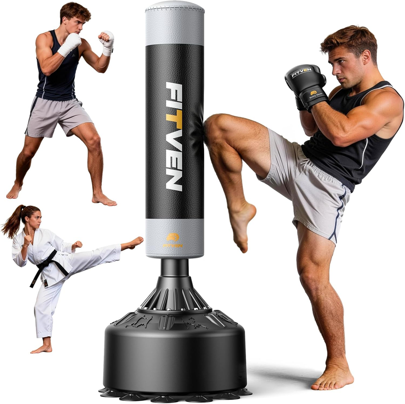 Freestanding Punching Bag w Gloves Heavy Bag Suction Cup Stand Kickboxing10