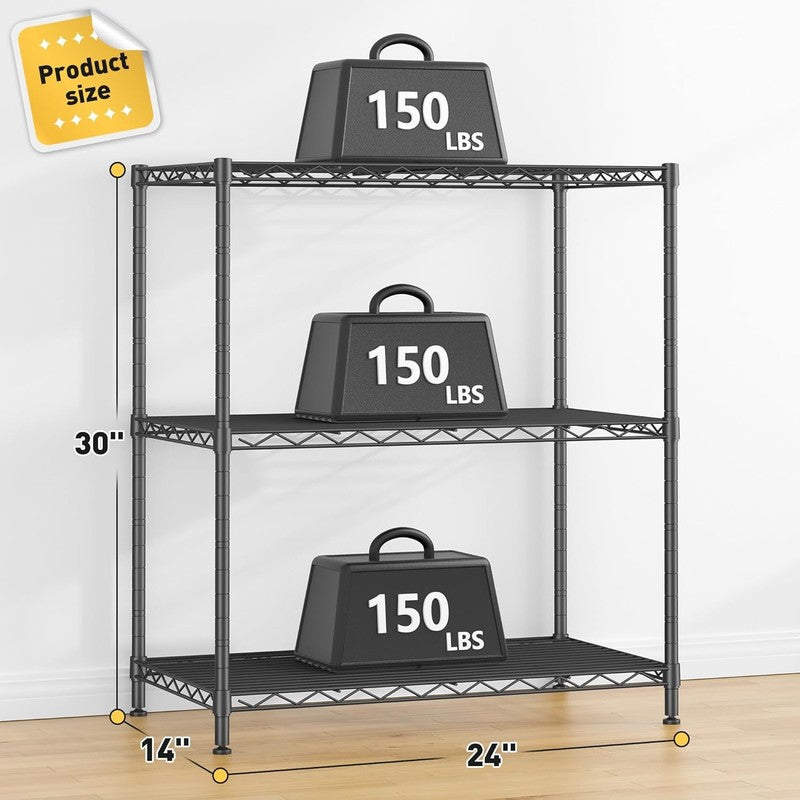 3 Tier Metal Storage Shelves Adjustable Wire Rack Pantry Kitchen Shelf Black8