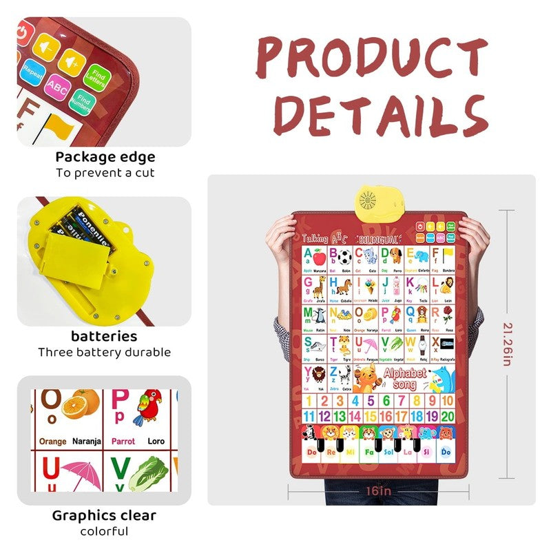 Electronic Alphabet Wall Chart, Toddler Learning Toys , Educational Toys ABC Pre6