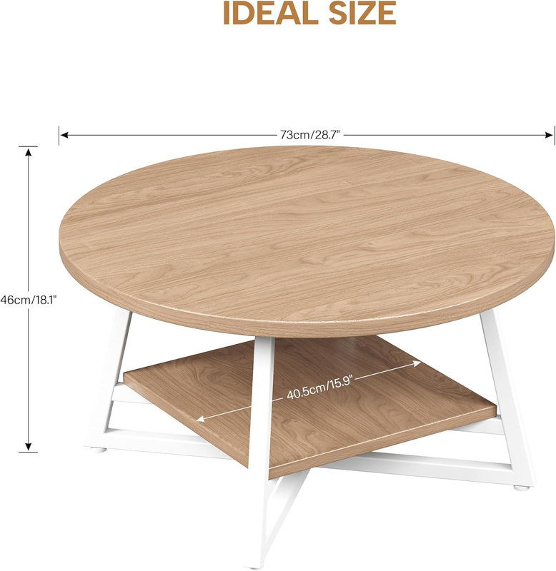 Coffee Table for Living Room, round Coffee Table, Small Circle Coffee Table with2