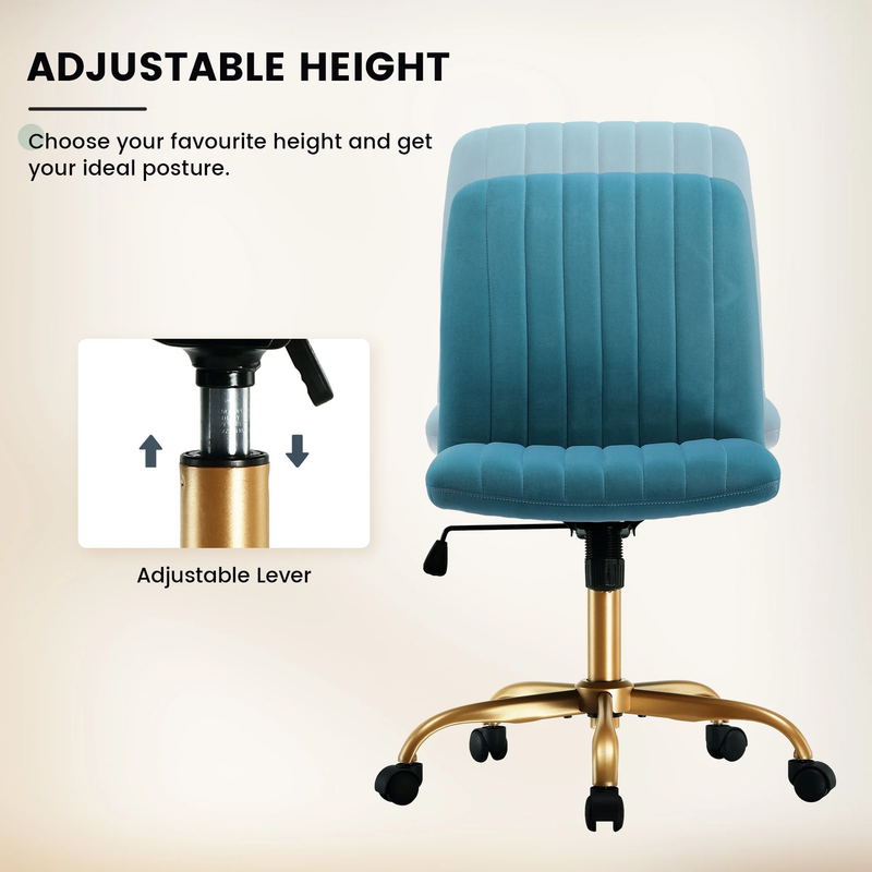 Extra Plush Velvet Channel Upholstered Office Chair, Cool Water3