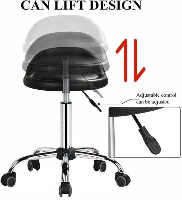 Ergonomic Height Adjustable Rolling Salon Stool with Backrest for Spa & Clinic4