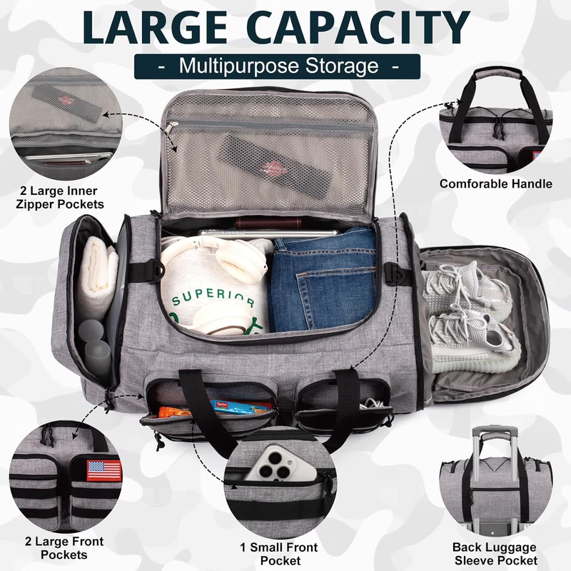 2Pc Travel Duffel Bag Set Waterproof Carry On Weekender w/ Toiletry Bag1