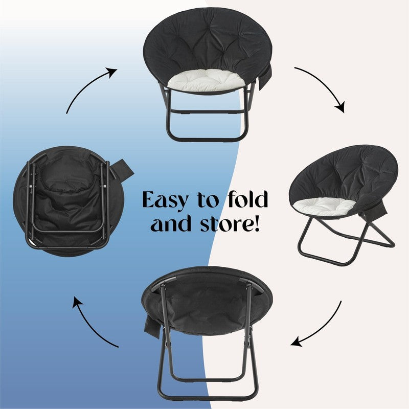 Colorblock Saucer Chair, Black/White, Perfect for Adults and Teens4