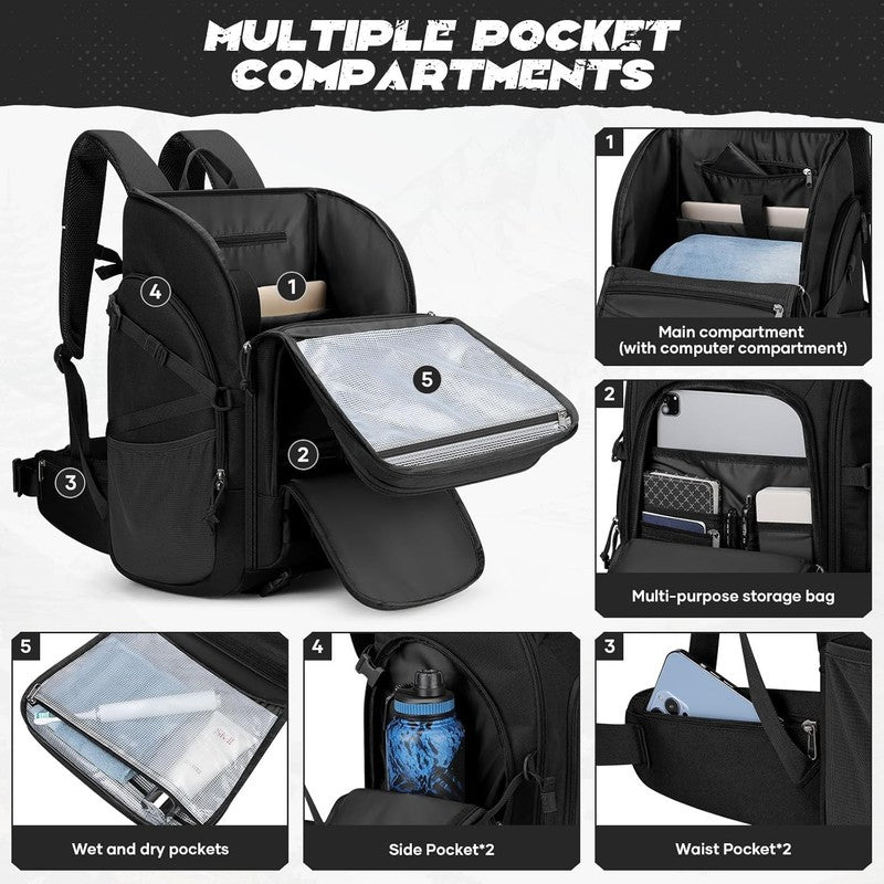 Tactical Backpack 40L Men Water Resistant Hiking Camping Gym Molle Black4