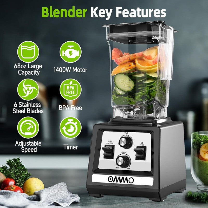 Blender for Smoothies: 1800W Peak Blenders for Kitchen, 68Oz Bpa Free Pitcher, T1