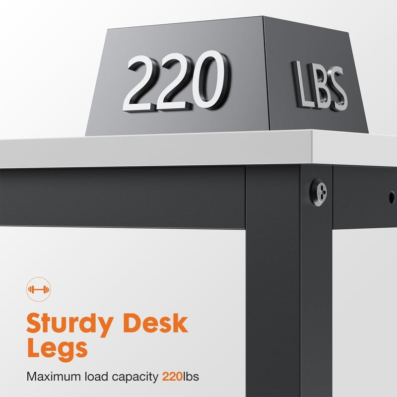 49" Modern L Shaped Computer Desk w/ Storage Shelf & Side Bag White5