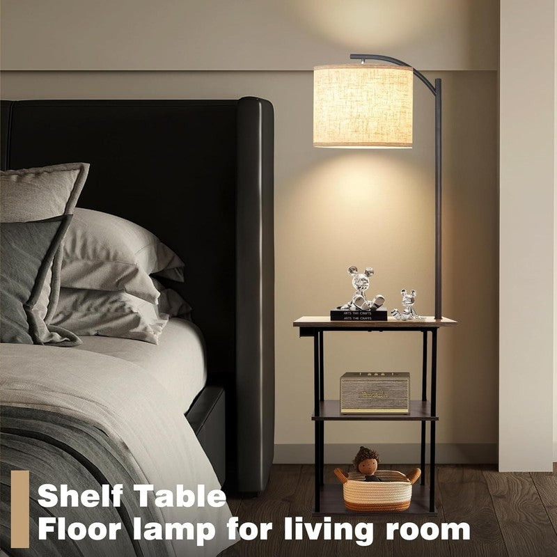 Floor Lamp with Table, End Tables with Charging Station(Usb & Type-C & AC Port),4