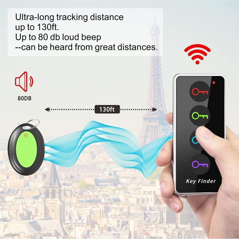 Key Finder RF Item Locator 4 Pack 80dB 131ft Range Wireless Tracker4