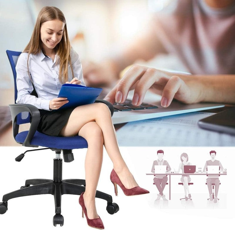 | Ergonomic Office Chair | Mid Back Swivel Desk Chair | Breathable Backrest & Lu3