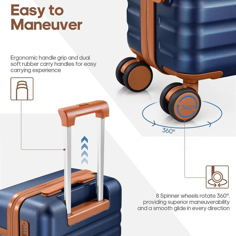 3 Piece Luggage Set 20" Carry On Spinner Hardside Suitcase w/ TSA Lock Blue2