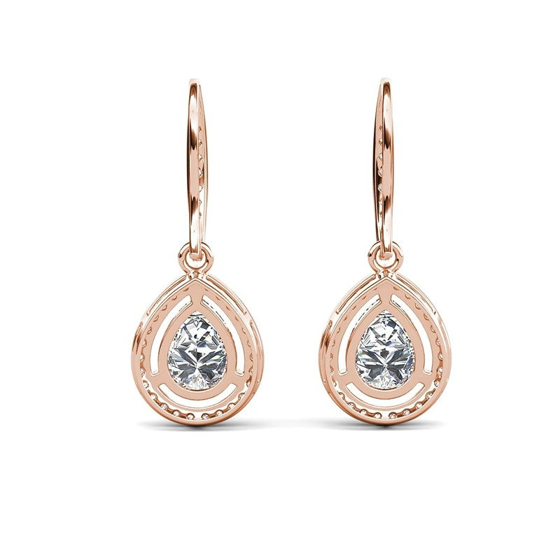 Isabel Dangle Earrings 18K Rose Gold Plated w/ Simulated Diamond Crystals Women8