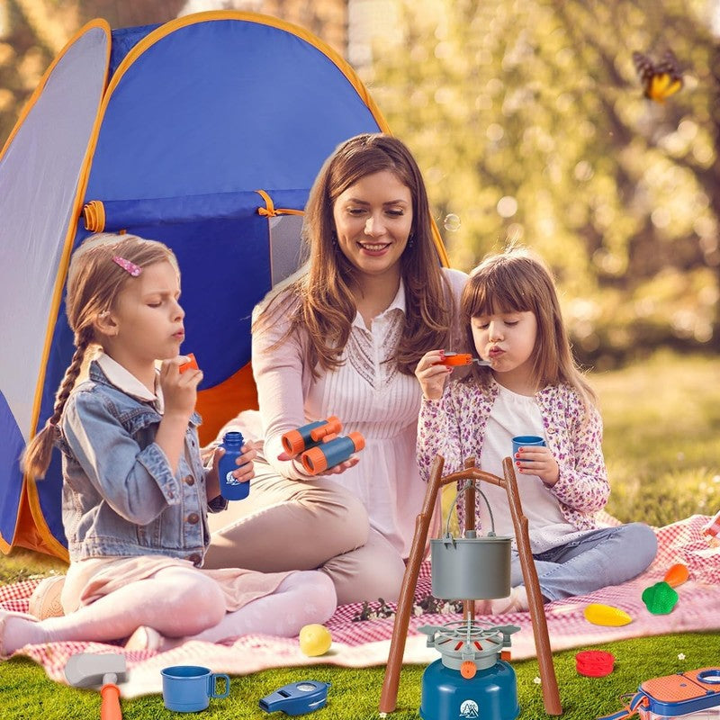 Kids Camping Set with Tent   Camping Gear Toy with Pretend Play Outdoor Toy for 7