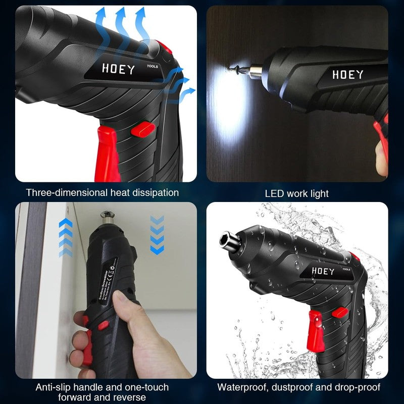 47-in-1 Cordless Electric Screwdriver Dual Position Handle LED USB Home DIY5
