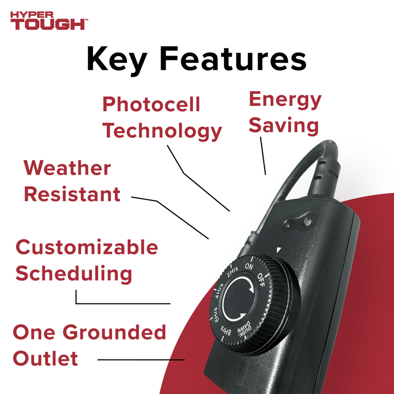 (2 Pack)  Outdoor Grounded Photocell Dusk to Dawn Timer Single Outlet, 10 Amps3