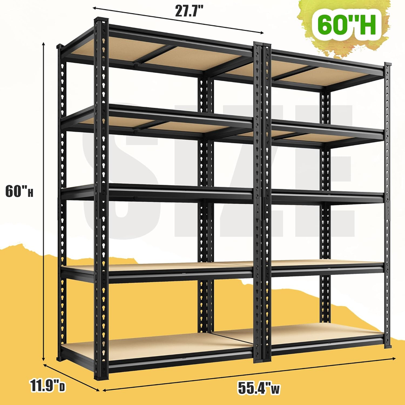 2010LBS Garage Shelving Unit, Heavy Duty Storage Shelves, Adjustable 5 Tier Util2