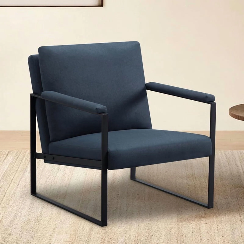 Metal Frame Accent Armchair with Ergonomic Cushioning, Upholstered Armrests up t1