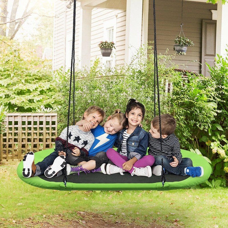 60" Saucer Tree Swing, Adjustable Outdoor Kids Giant Oval Platform, Green2