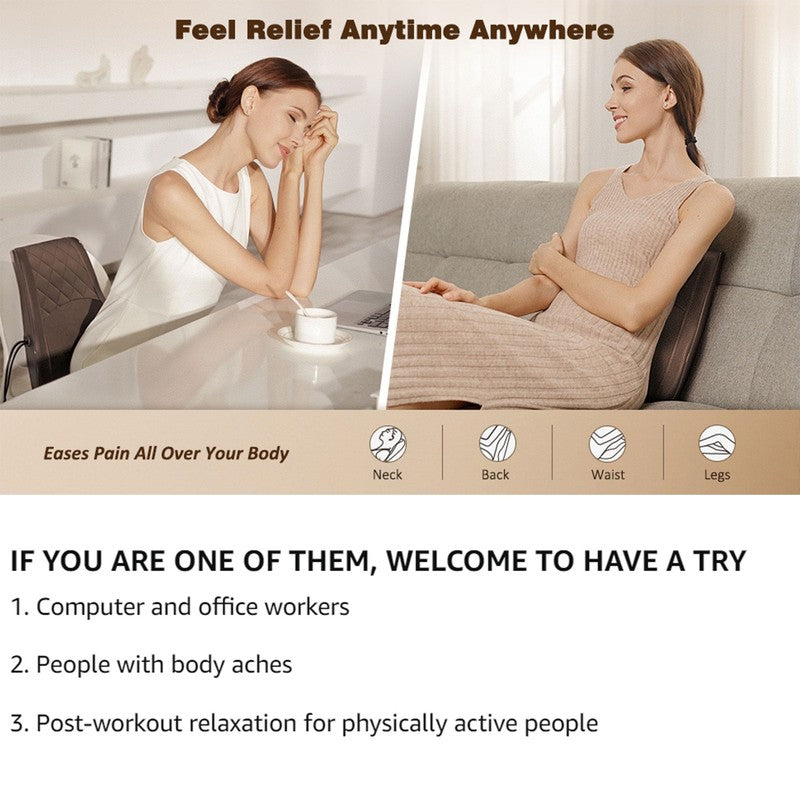 Neck & Back Massager w/ Heat & Vibration, 3D Shiatsu Deep Kneading Pillow, Brown5