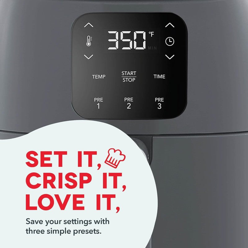 Tasti Crisp Electric Air Fryer Oven 2.6 Qt Digital 1000W Compact Grey5