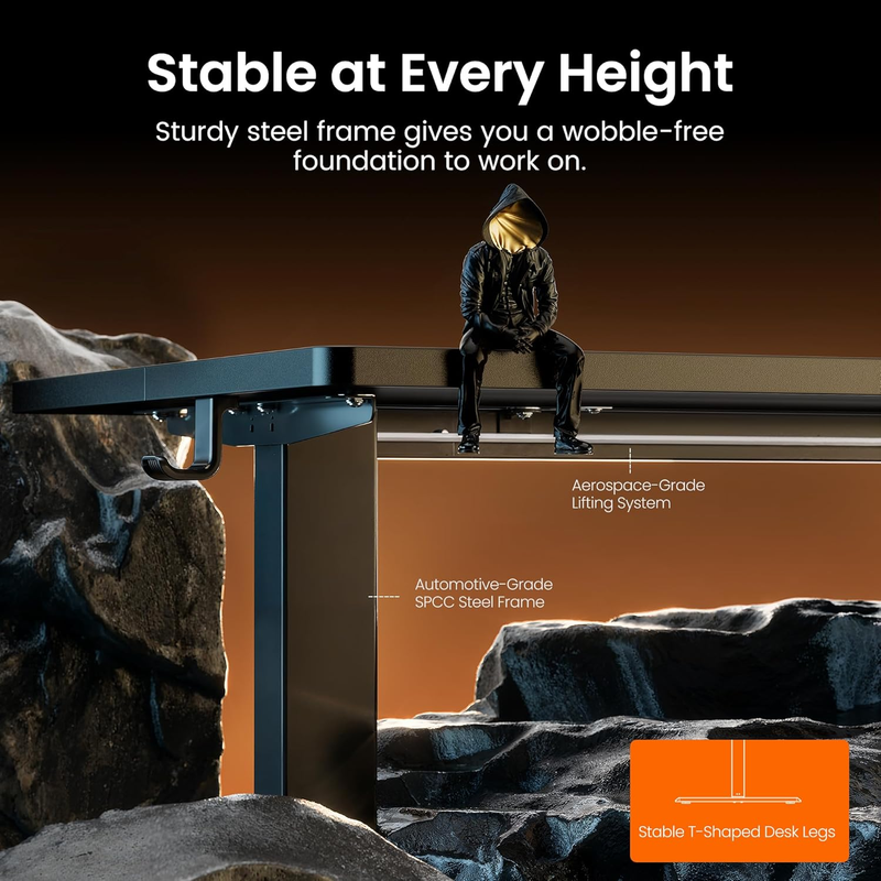 Electric Standing Desk 48x24 Sit Stand Adjustable Home Office Desk Black4