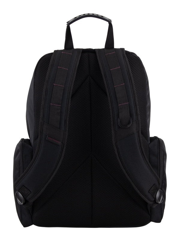 Unisex Diamond Expandable Recycled Backpack, Black/Fig Pop2