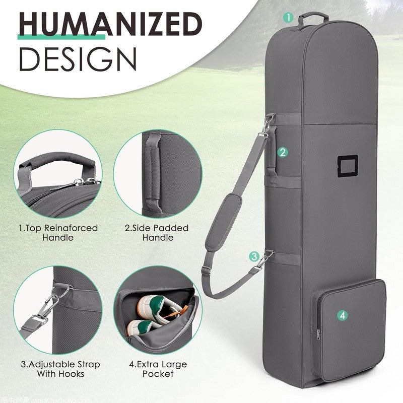 Golf Travel Bag Airline Friendly Hard Soft Case w Adjustable Rod & Should2