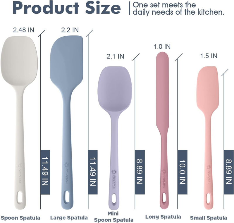 5 Piece Silicone Spatula Set Heat Resistant 600°F Nonstick Cookware1