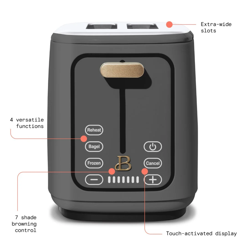 2 Slice Toaster with Touch Activated Display, Oyster Gray by Drew Barrymore3
