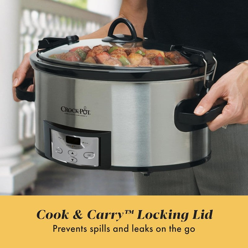 6Qt Cook & Carry Programmable Slow Cooker Digital Timer Stainless Steel3