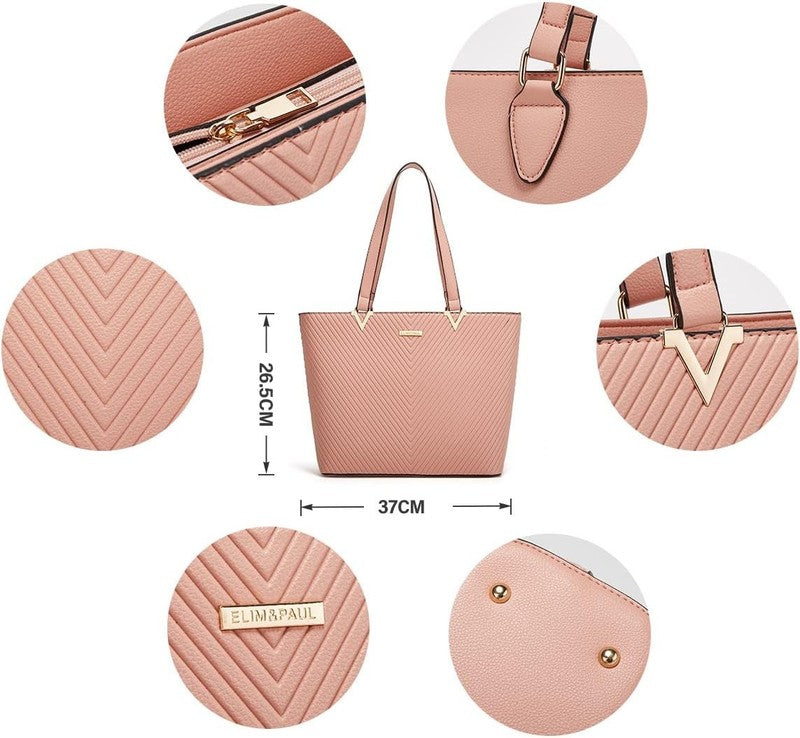 Women Fashion Synthetic Leather Handbag Set 3PCS Tote Shoulder Satchel Purse2