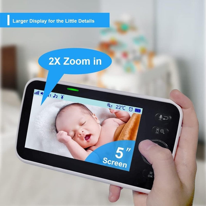 5" No Wifi Baby Monitor with 30 Hour Battery, Night Vision & 2 Way Talk5