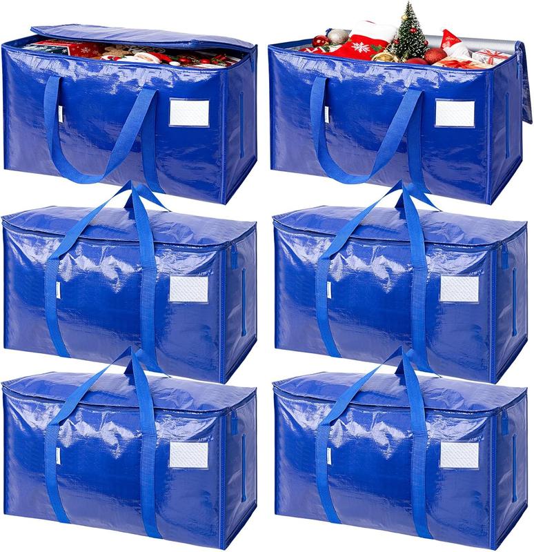 6 Pack Extra Large Moving Bags with Zippers & Carrying Handles, Heavy Duty Stora10