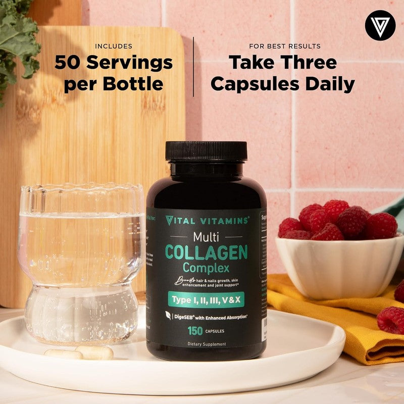 Multi Collagen Capsules, Type I II III V X, Grass Fed, Non-GMO, 150 Count6
