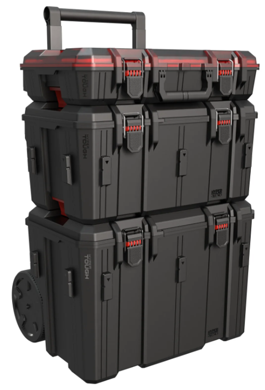 Hyper Stack Heavy Duty 3 Piece Modular Rolling Toolbox System Black0