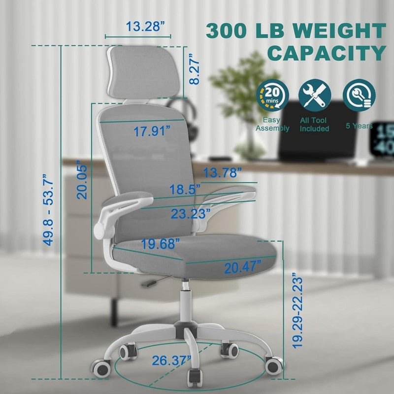 Office Chair, High Back Ergonomic Desk Chair with Adjustable Lumbar Support and 1