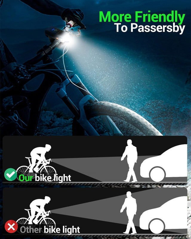 Super Bright Bike Light Set USB Rechargeable Front & Rear 6+4 Modes Waterproof3