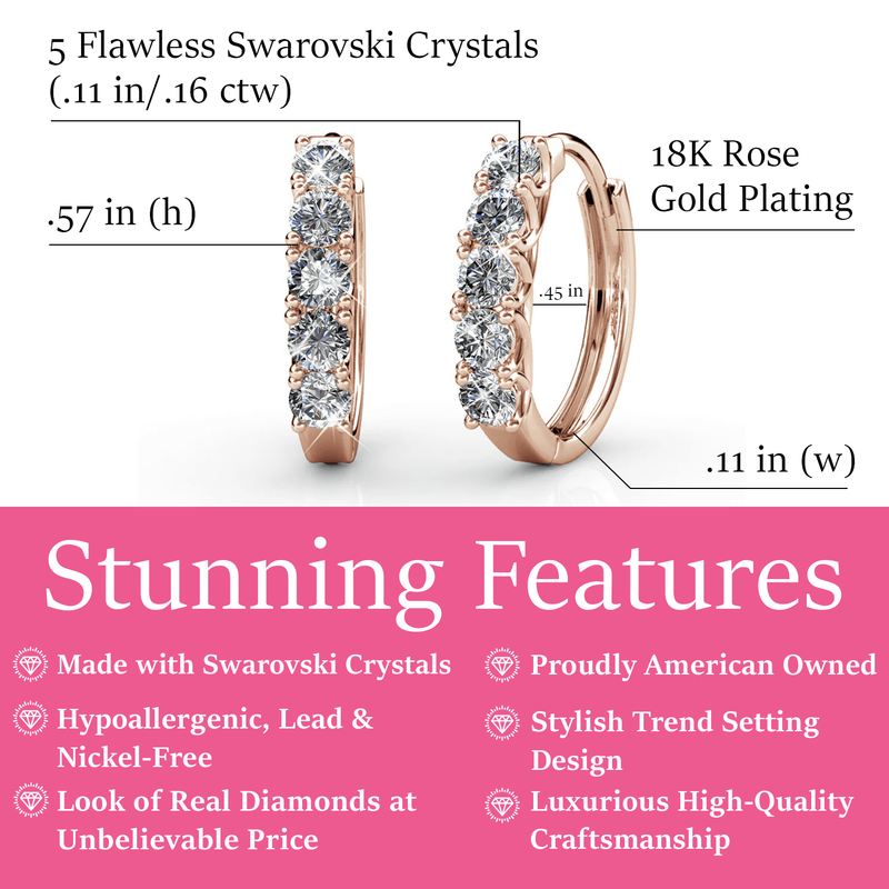 Bethany 18K Rose Gold Plated 15Mm Hoop Earrings with Crystals for Women1
