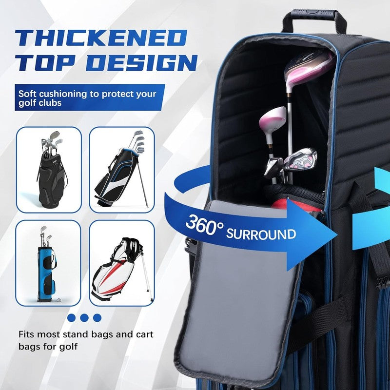 Soft Sided Golf Travel Bag w Wheels 1680D Padded Head Leather Accents Foldable4